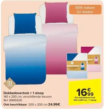 Carrefour Dekbedovertrek + 1 sloop aanbieding