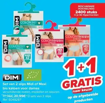 Carrefour Set van 2 slips Midi of Maxi bio katoen voor dames aanbieding