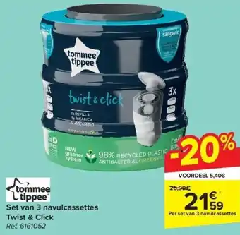 Carrefour Set van 3 navulcassettes Twist & Click aanbieding