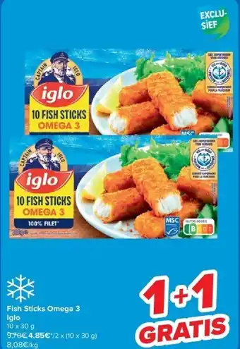Carrefour Fish Sticks Omega 3 Iglo aanbieding