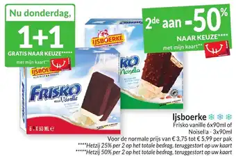 Intermarché Ijsboerke Frisko vanille 6x90ml of Noisella 3x90ml aanbieding
