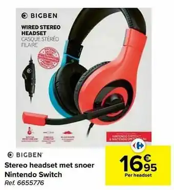 Carrefour Stereo headset met snoer nintendo switch aanbieding