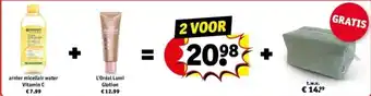Kruidvat arnier micellair water Vitamin C + L'Oréal Lumi Glotion aanbieding