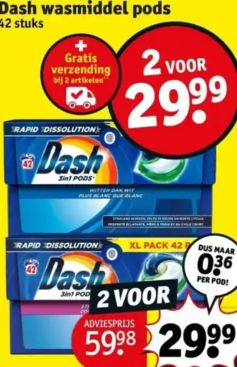 Kruidvat Dash wasmiddel pods 42 stuks aanbieding