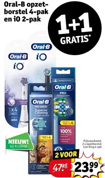 Kruidvat Oral-B opzetborstel 4-pak en iO 2-pak aanbieding