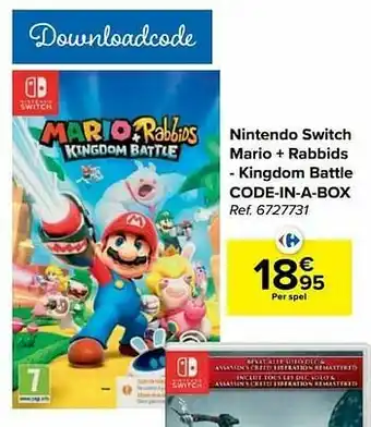 Carrefour Nintendo switch mario + rabbids - kingdom battle code-in-a-box aanbieding