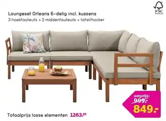 Loungeset Orleans 6-delig incl. kussens