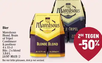 Delhaize Maredsous Blond, Bruin of Tripel Bier 4 x 33 cl aanbieding