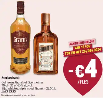 Sterkedrank Cointreau, Grant's of Jägermeister 70 cl -35 of 40% alc. vol.