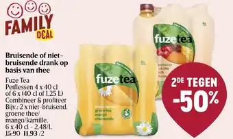 Delhaize Fuze Tea Bruisende of nietbruisende drank op basis van thee aanbieding