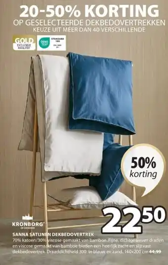Jysk SANNA SATIJNEN DEKBEDOVERTREK aanbieding