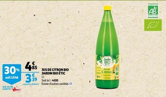 Auchan Jus De Citron Bio Jardin Bio Etic aanbieding