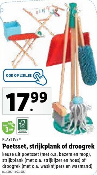 Lidl Poetsset, strijkplank of droogrek aanbieding