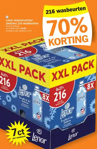 Albert Heijn Lenor wasverzachter zeebries 216 wasbeurten aanbieding