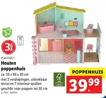 Lidl Houten poppenhuis 59 x 66 x 30 cm aanbieding