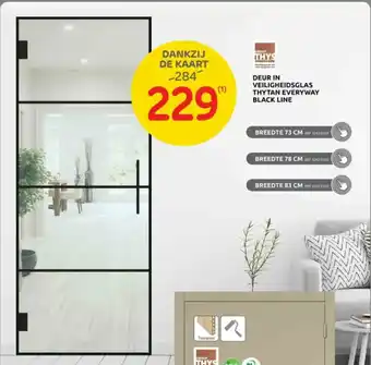 Brico DEUR IN VEILIGHEIDSGLAS THYTAN EVERYWAY BLACK LINE aanbieding