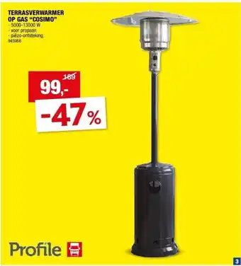 Hubo TERRASVERWARMER OP GAS “COSIMO” aanbieding