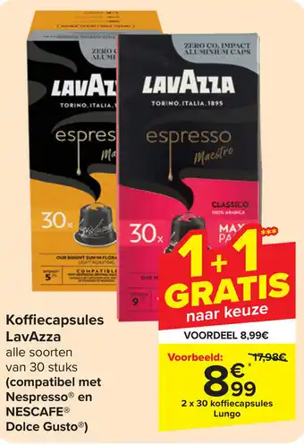 Carrefour Koffiecapsules LavAzza aanbieding