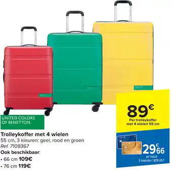 Carrefour Trolleykoffer met 4 wielen 55 cm aanbieding