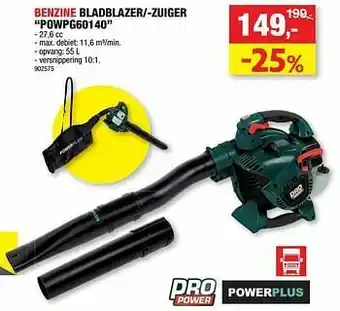Hubo Powerplus benzine bladblazer--zuiger powpg60140 aanbieding