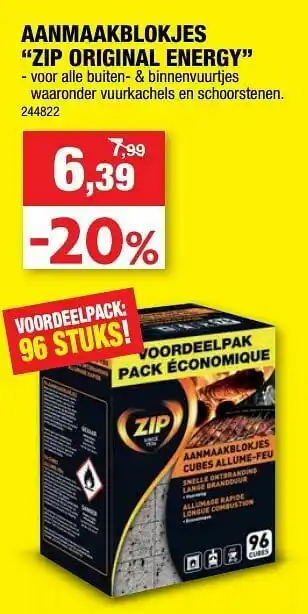 Hubo Aanmaakblokjes zip original energy aanbieding