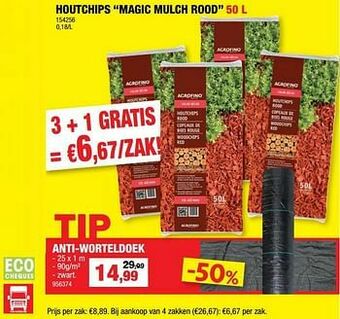 Hubo Houtchips magic mulch rood aanbieding