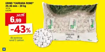 Hubo GRIND CARRARA ROND 25-40 mm - 20 kg aanbieding