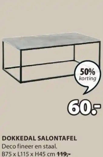 Jysk DOKKEDAL SALONTAFEL B75 x L115 x H45 cm aanbieding