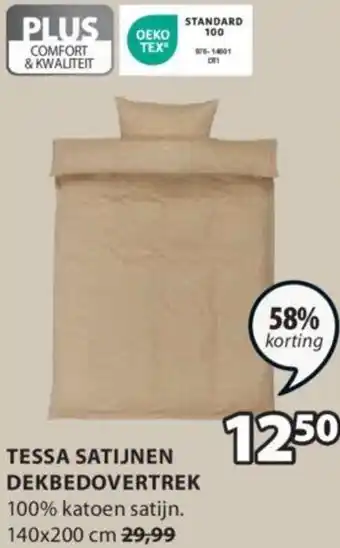 Jysk TESSA SATIJNEN DEKBEDOVERTREK 140x200 cm aanbieding
