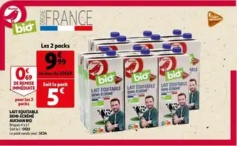 Auchan Lait Equitable Demi-Ecreme Auchan Bio aanbieding