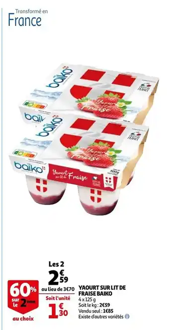 Auchan Yaourt Sur Lit De Fraise Baiko aanbieding