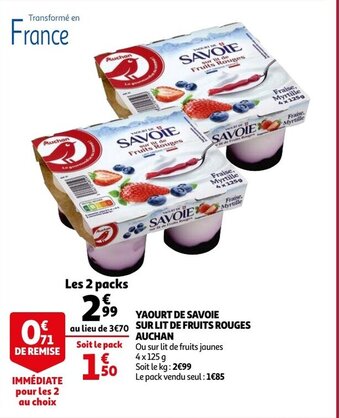 Auchan Yaourt De Savoie Sur Lit De Fruits Rouges Auchan aanbieding