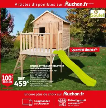 Auchan Maisonnette Bois Avec Pilotis Et Toboggan Charlotte aanbieding