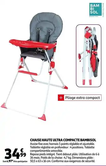 Auchan Chaise Haute Ultra Compacte Bambisol aanbieding