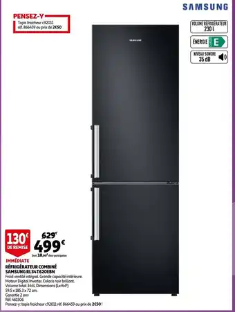 Auchan Immediate Refrigerateur Combine Samsung RL34T620EBN aanbieding