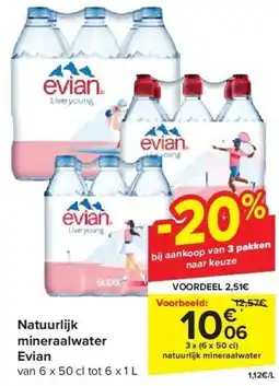 Carrefour Natuurlijk mineraalwater Evian aanbieding