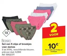 Carrefour Set van 5 slips of broekjes voor dames aanbieding