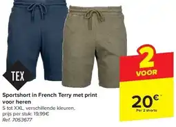 Sportshort in French Terry met print voor heren