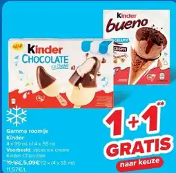 Carrefour Gamma roomijs Kinder aanbieding