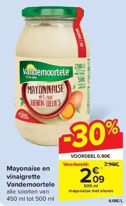 Carrefour Mayonaise en vinaigrette Vandemoortele aanbieding