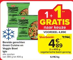 Carrefour Market Iglo Bereide gerechten Green Cuisine en Veggie Bowl 2 x 400g aanbieding