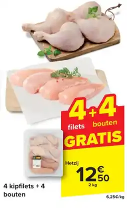 Carrefour Market 4 kipfilets + 4 bouten aanbieding