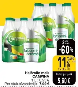 Cora Halfvolle melk CAMPINA aanbieding