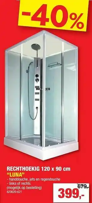 Hubo Complete douchecabine rechthoekig luna aanbieding