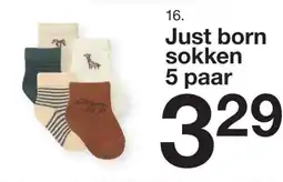 Zeeman Just born sokken 5 paar aanbieding
