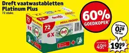 Kruidvat Dreft vaatwastabletten Platinum Plus aanbieding