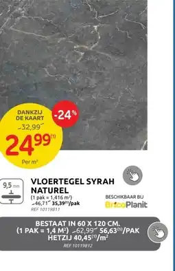 Brico VLOERTEGEL SYRAH NATUREL (1 pak = 1,416 m²) 46,7135,39/pak aanbieding