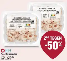 Delhaize Noordse garnalen 150g aanbieding