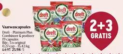 Delhaize Dreft Platinum Plus Vaatwascapsules aanbieding