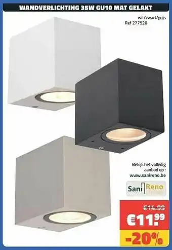 Bouwcenter Frans Vlaeminck Wandverlichting 35w gu10 mat gelakt wit aanbieding